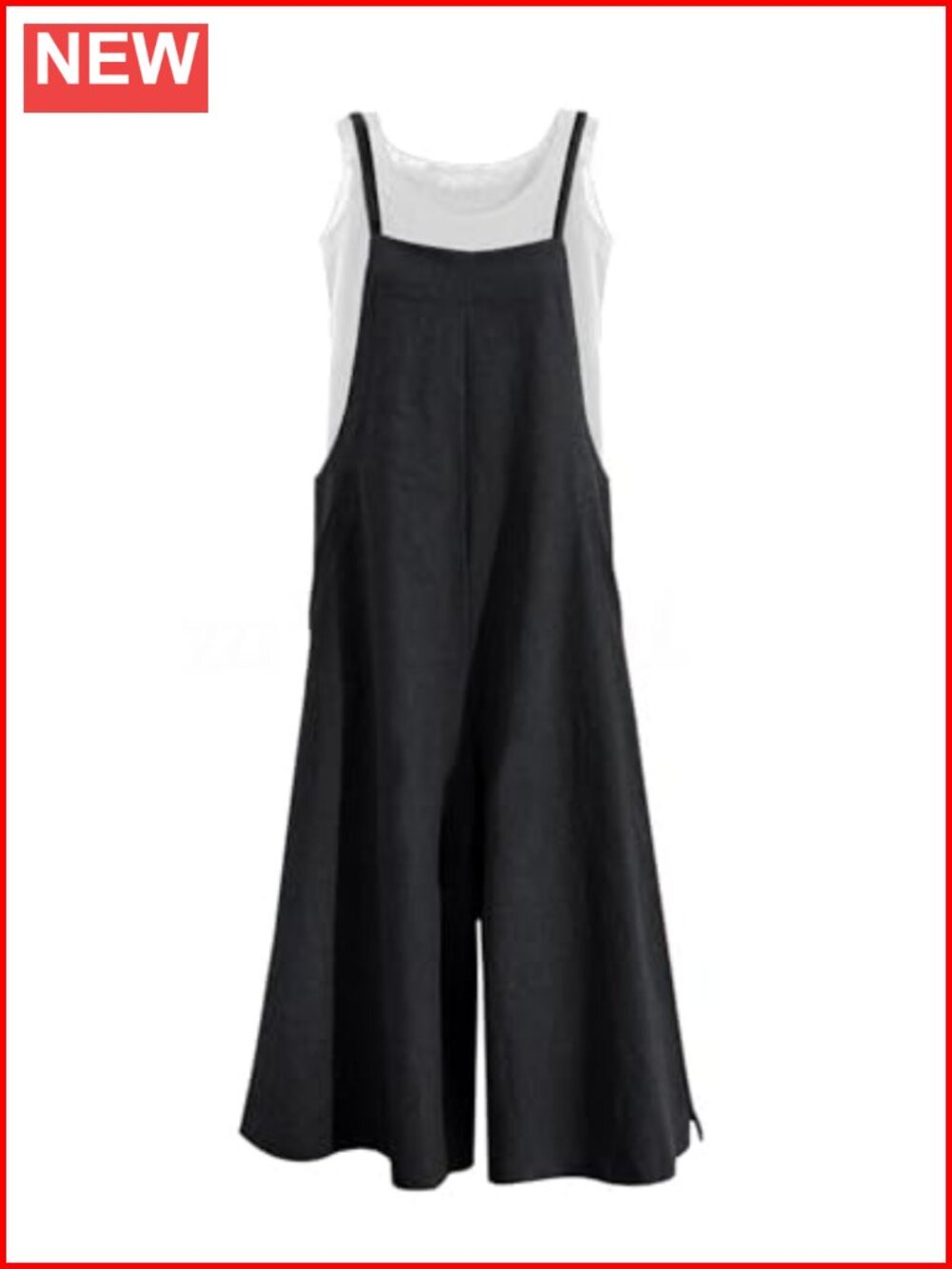 Women Loose Wide Leg Overalls 100% Crepe Cotton Sleeveless